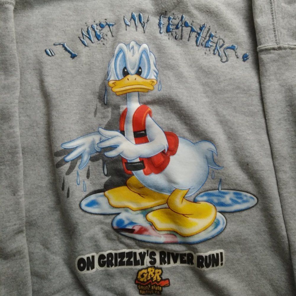 Vintage Disney Grizzly's River Run Donald Duck Crewneck Sweatshirt